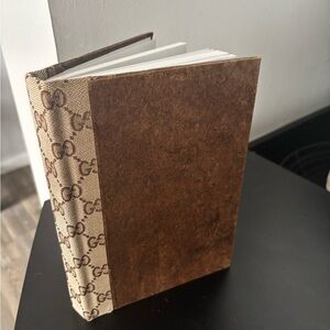 Gucci Brown Monogram Spine Hardcover Journal approx.  8”x6”x1”
